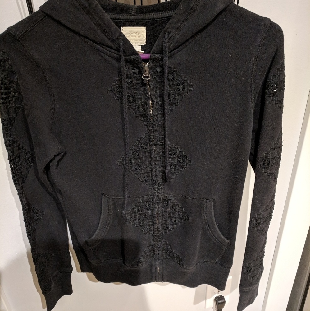 Lucky Brand Aztec Embroidered zip up Sweatshirt